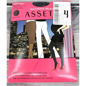 ASSETS  BY SPANX MARVELOUS MAMA MATERNITY TIGHTS Size 4 BLACK OPAQUE STRIPE